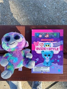 Scholastic Purple Rainbow TY Beanie Boos Plush with Guidebook